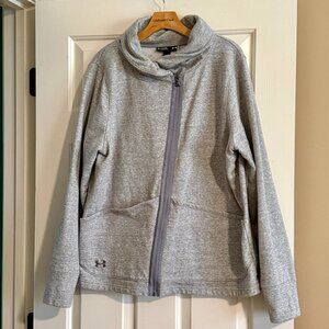 Under Armour Womens Zip Front Gray Sweatshirt with Cowl Neck, Size XL, Oversize